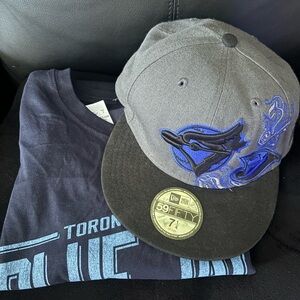 BUNDLE New Era Blue Jays Gray Cap and Navy T-Shirt Blue Jays